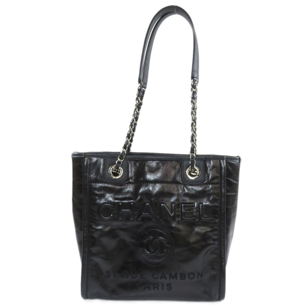 Chanel Deauville Silver Metal Fittings Tote Bag Leather - Picture 1 of 9